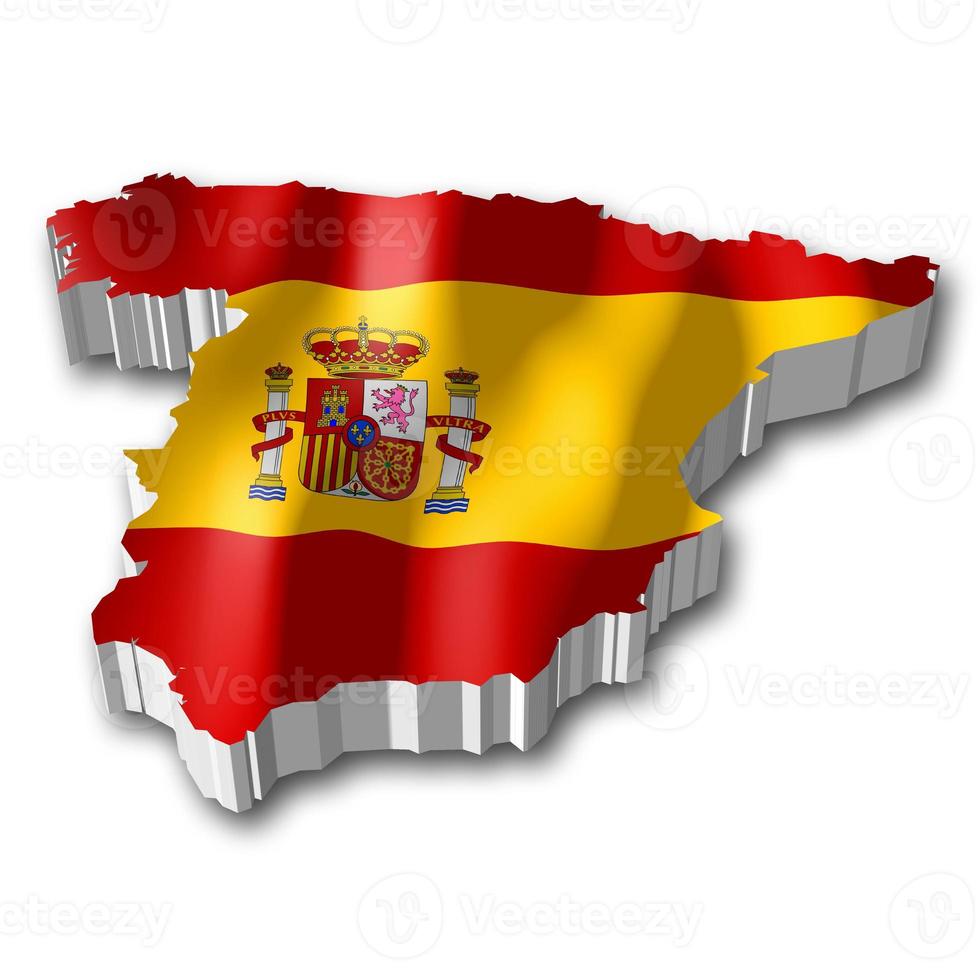 Spanien - Land flagga och gräns på vit bakgrund foto