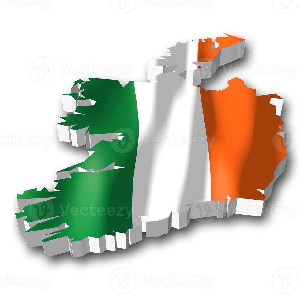 irland - Land flagga och gräns på vit bakgrund foto