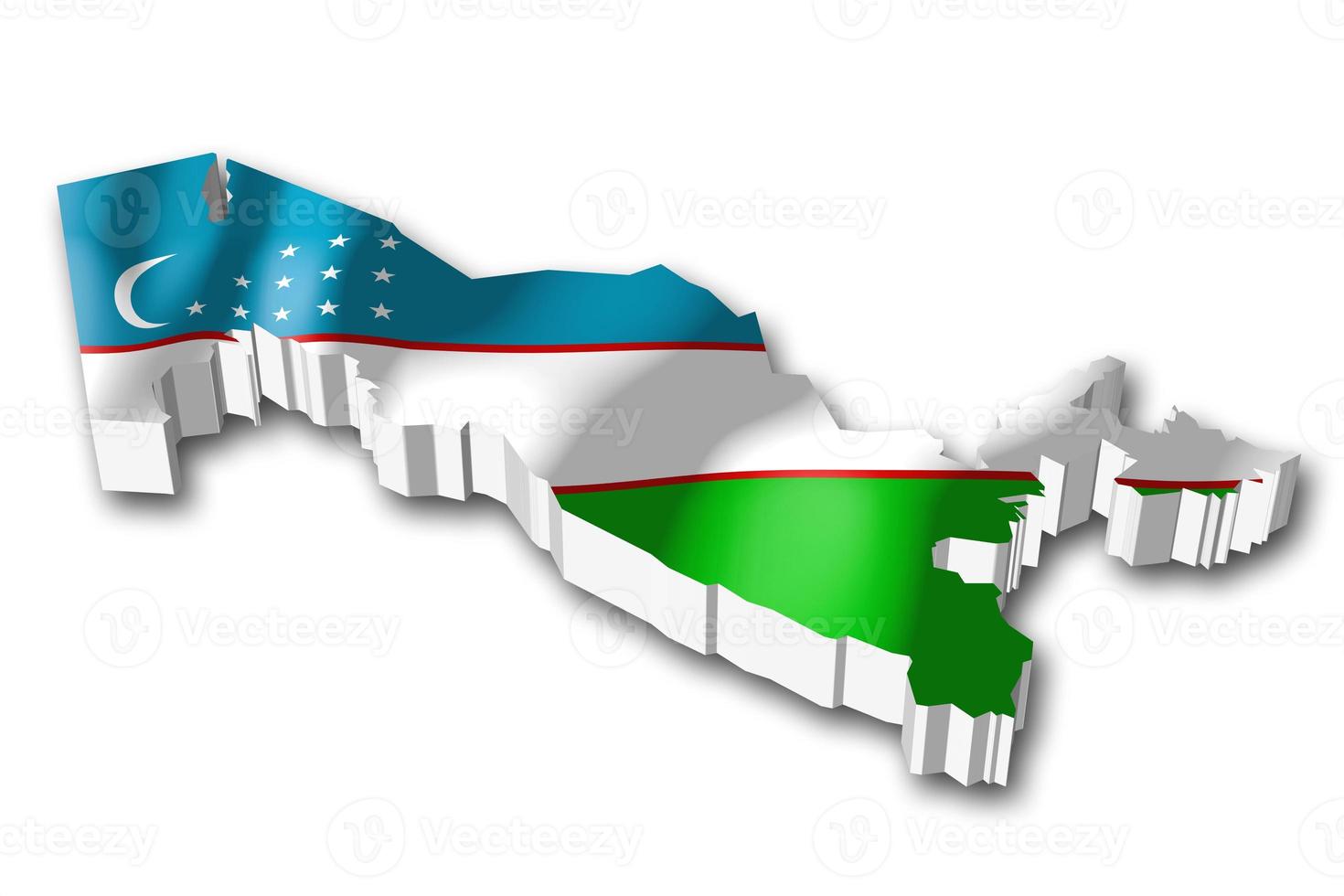 uzbekistan - Land flagga och gräns på vit bakgrund foto