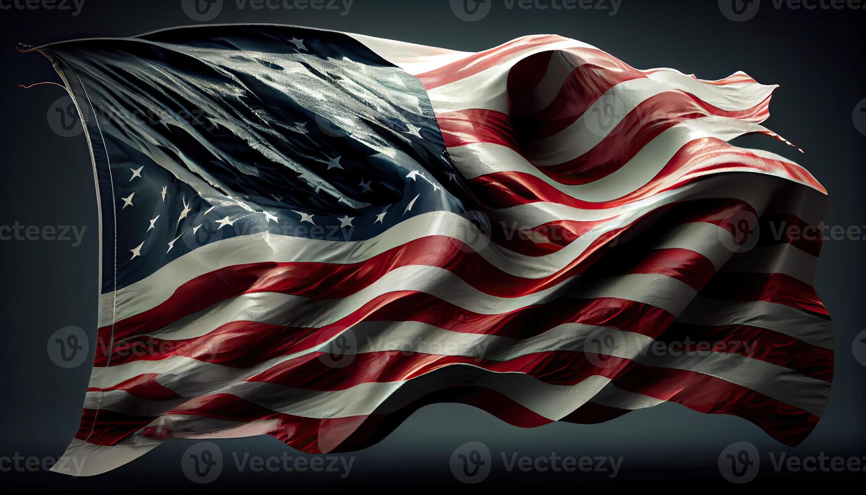 amerikan flagga vinka i de luft med fyrverkeri och natt scen se fjärde av juli begrepp oberoende dag tid för rotation juli 4:e ai genererad foto