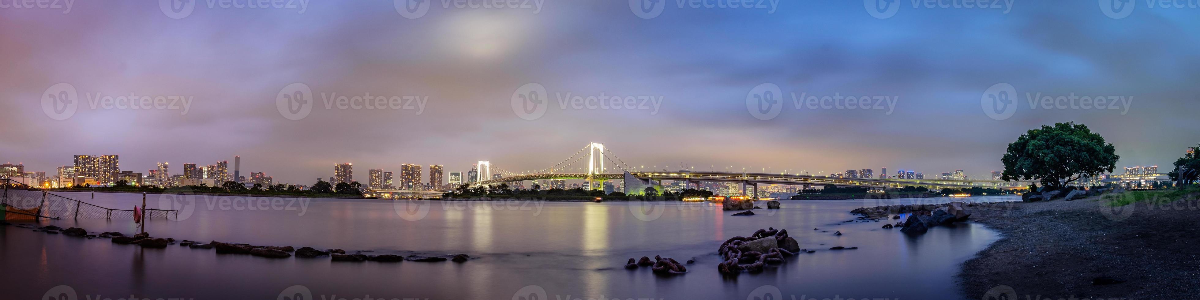 panoramautsikt över Tokyo skyline på kvällen foto
