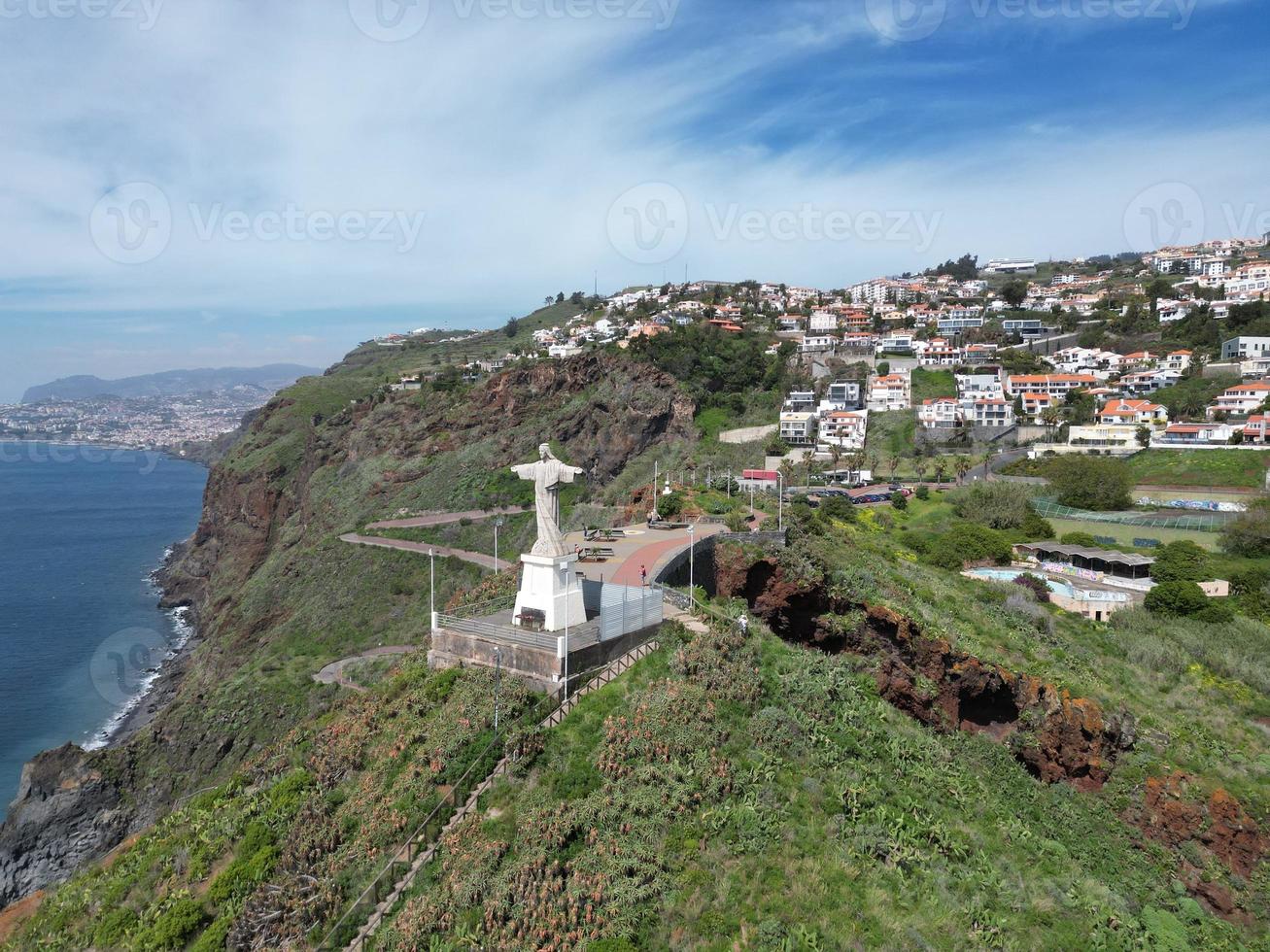 madeira - Jesus christ staty på garajau. Drönare se foto