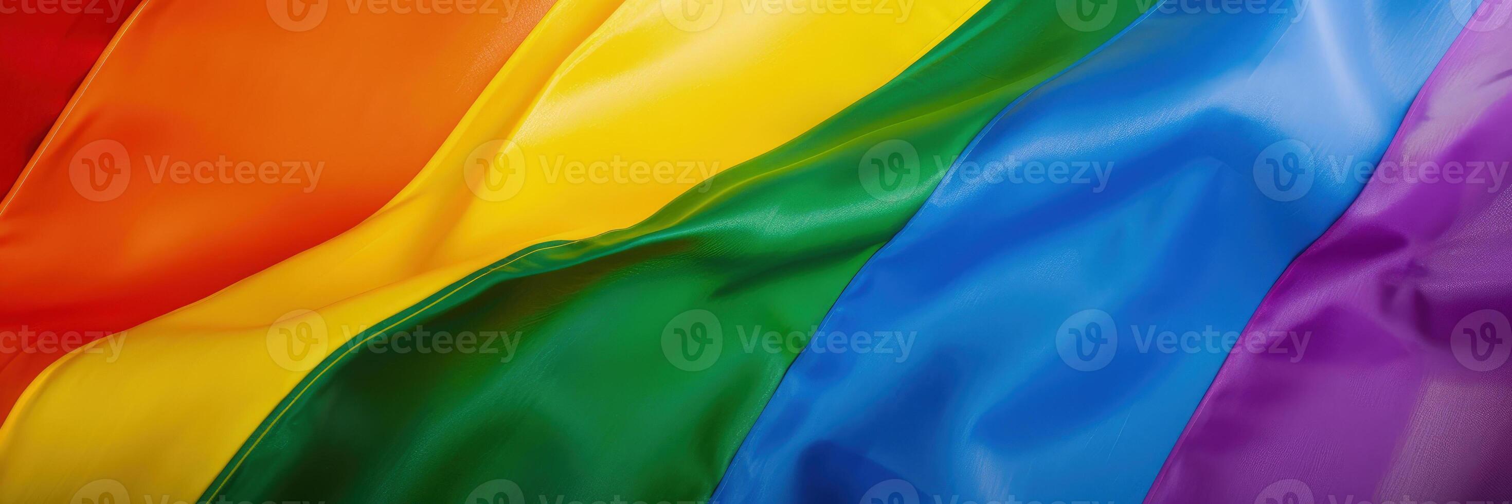 vinka regnbåge flagga som HBTQ mångfald baner eller rubrik. generativ ai. foto