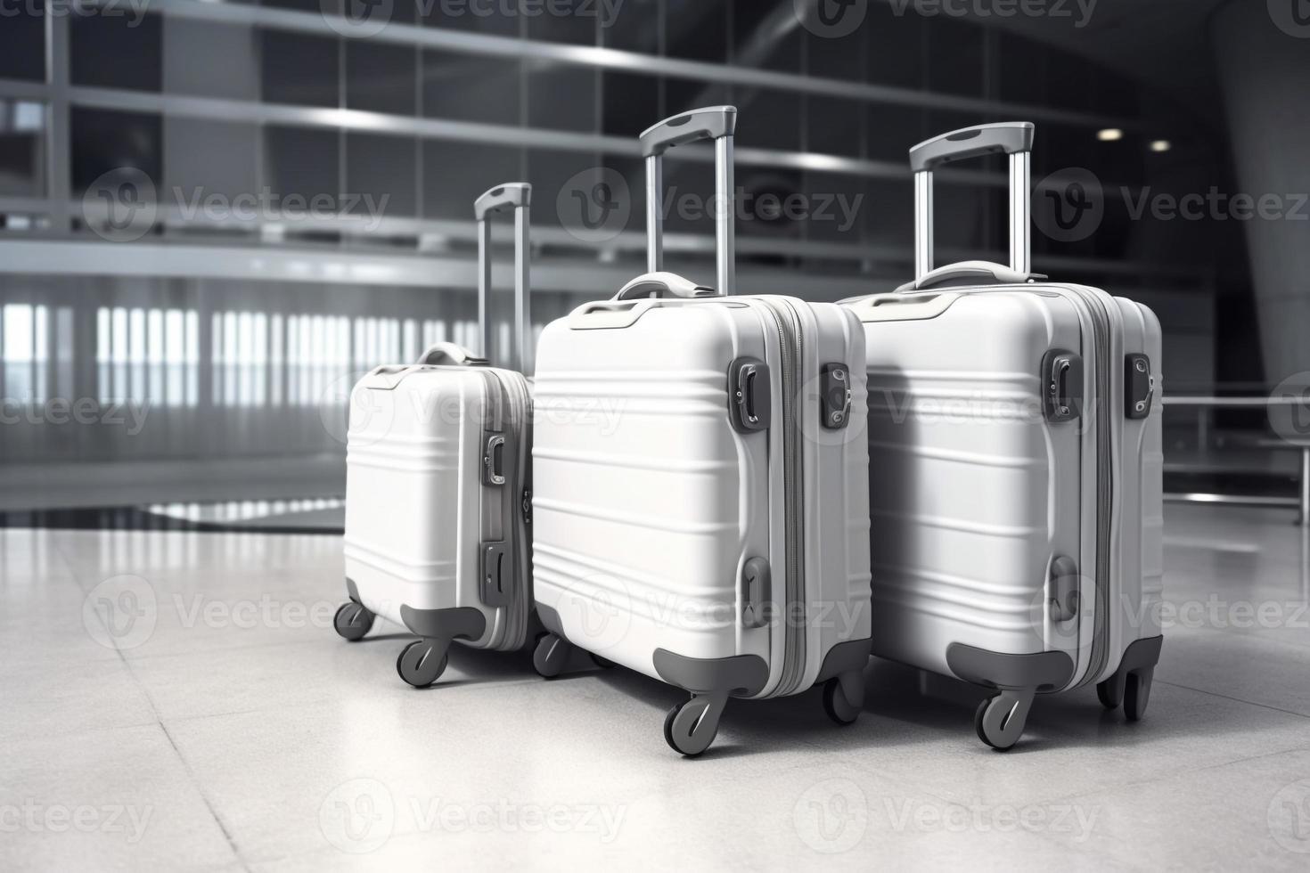 resväska resa bagage i flygplats 3d framställa ai foto