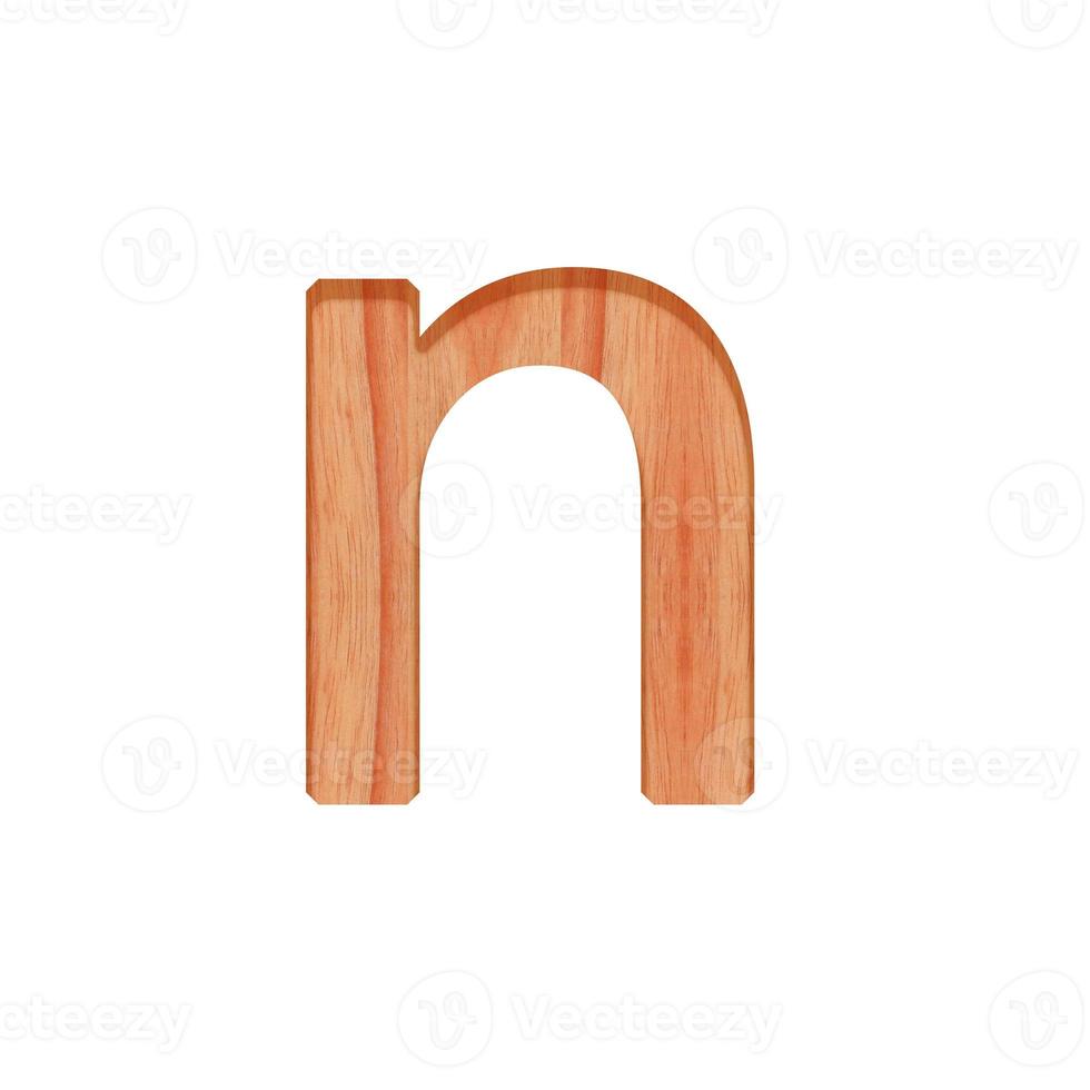 alfabet små trä- årgång. små bokstäver brev mönster skön 3d isolerat på vit bakgrund design konsonant n foto