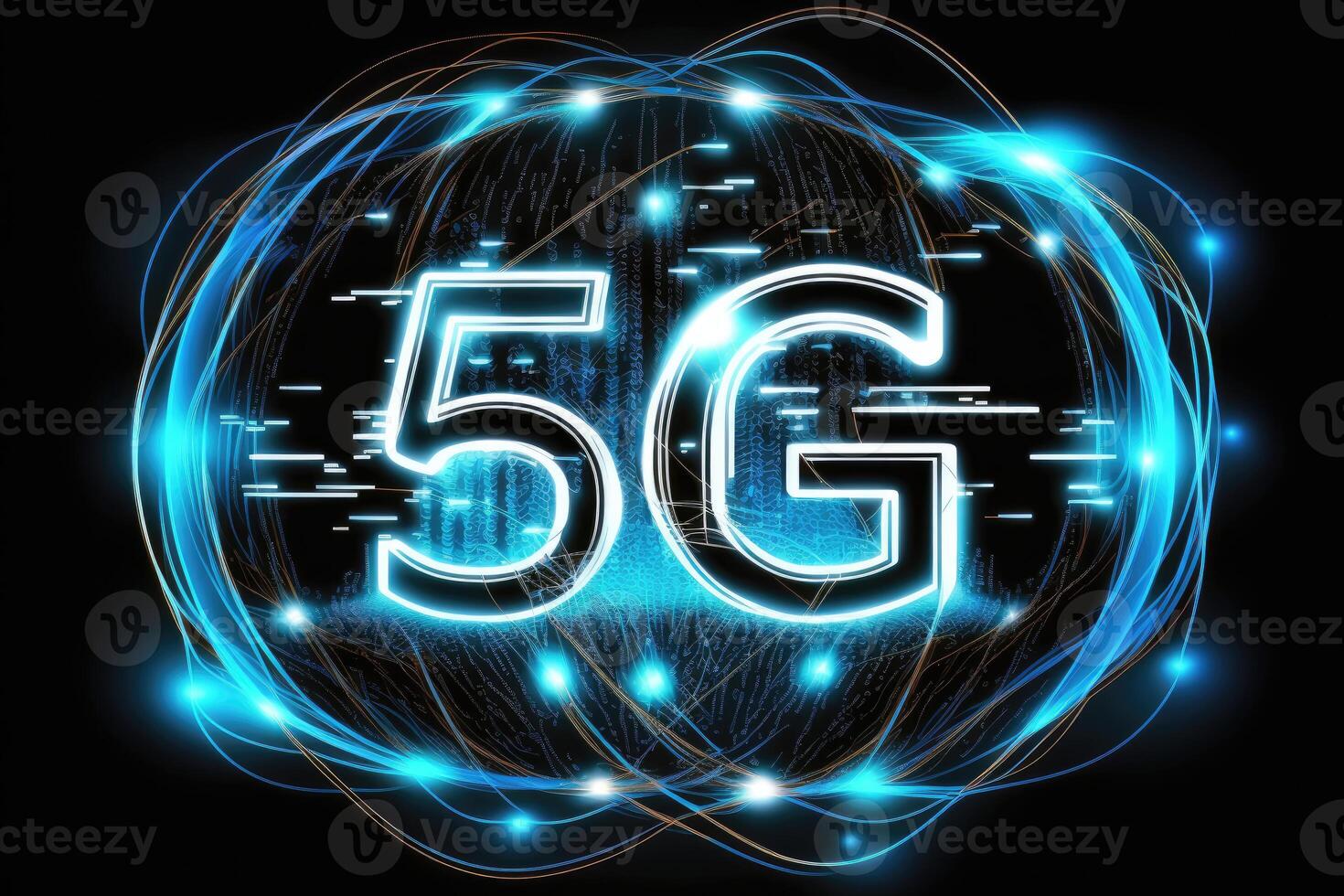 5g teknologi färgrik bakgrund. ai genererad foto