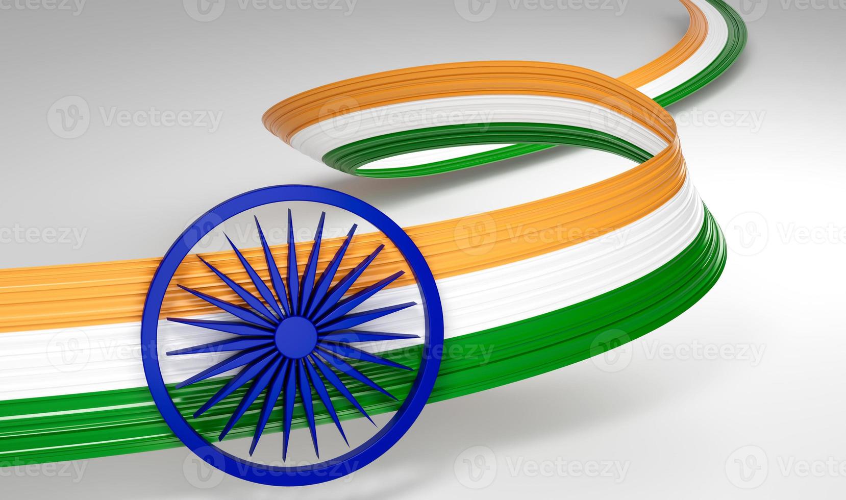 3d flagga av Indien 3d vågig skinande indisk band flagga på vit bakgrund, 3d illustration foto