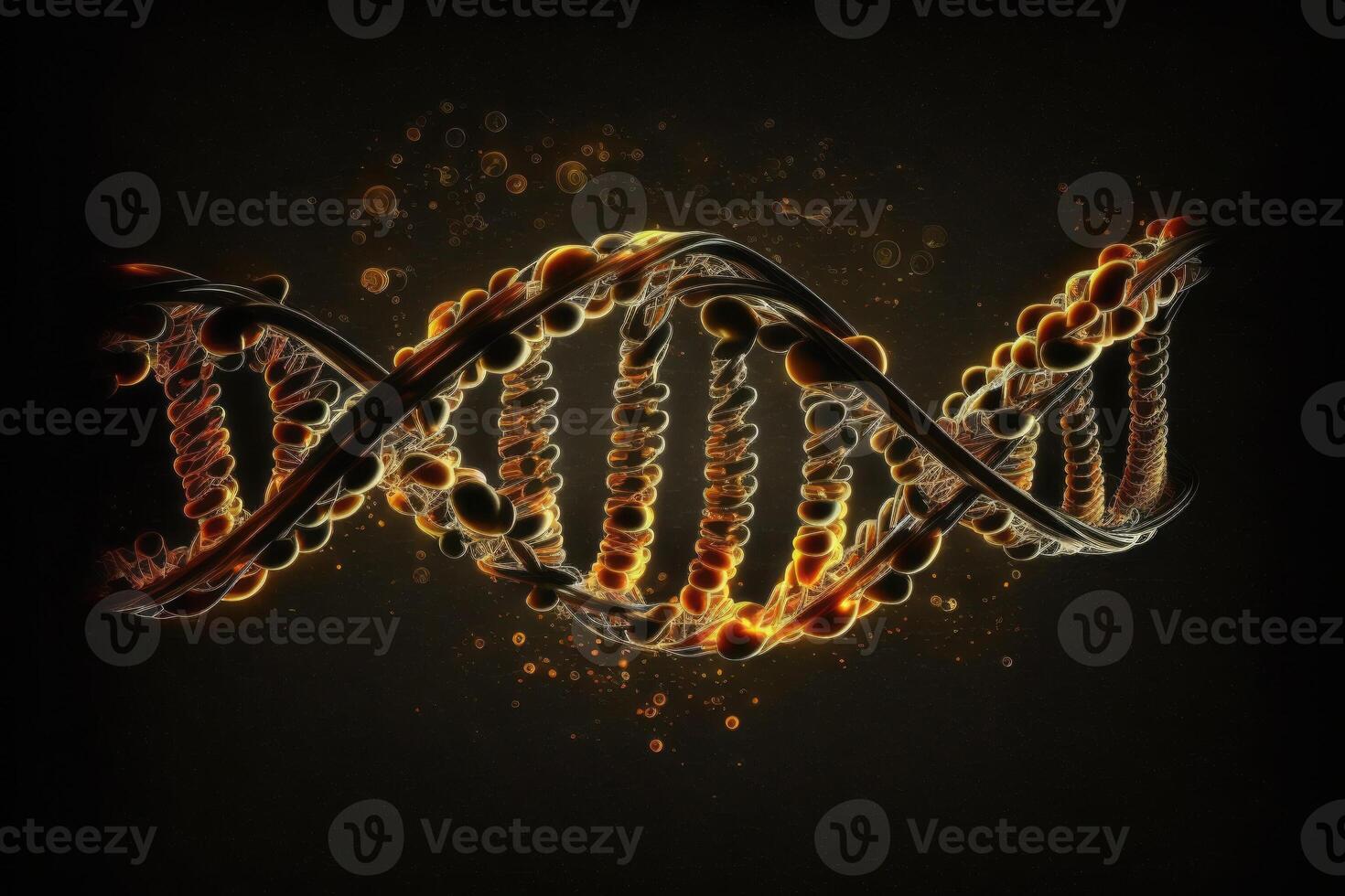 spiraler av dna molekyler, biotekniska och laboratorium studier av mänsklig genetik, generativ ai. foto