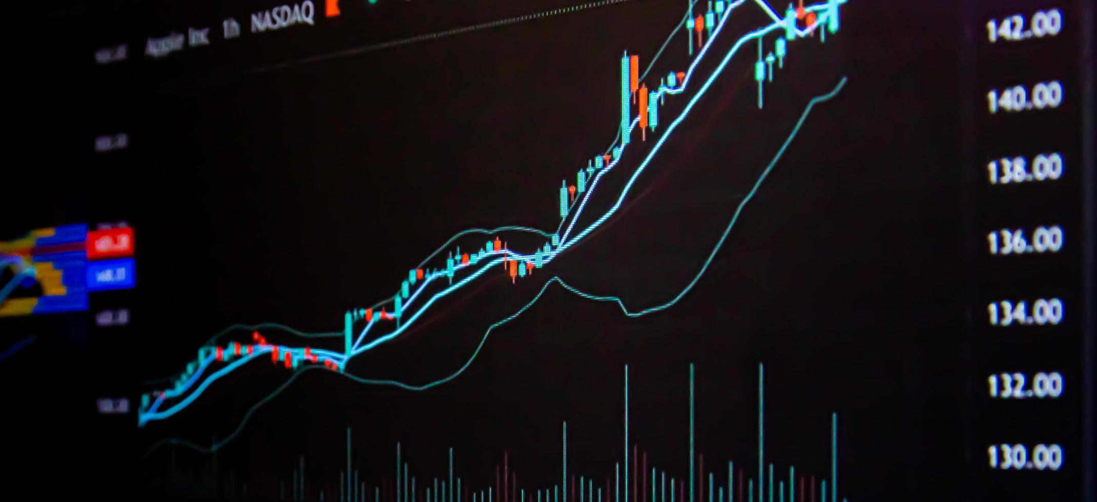 stock marknadsföra Diagram på digital skärm. företag och finansiell investering begrepp. foto