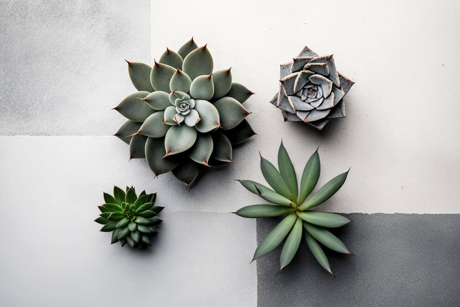 modern minimalistisk sammansättning med saftig växter. illustration ai generativ foto