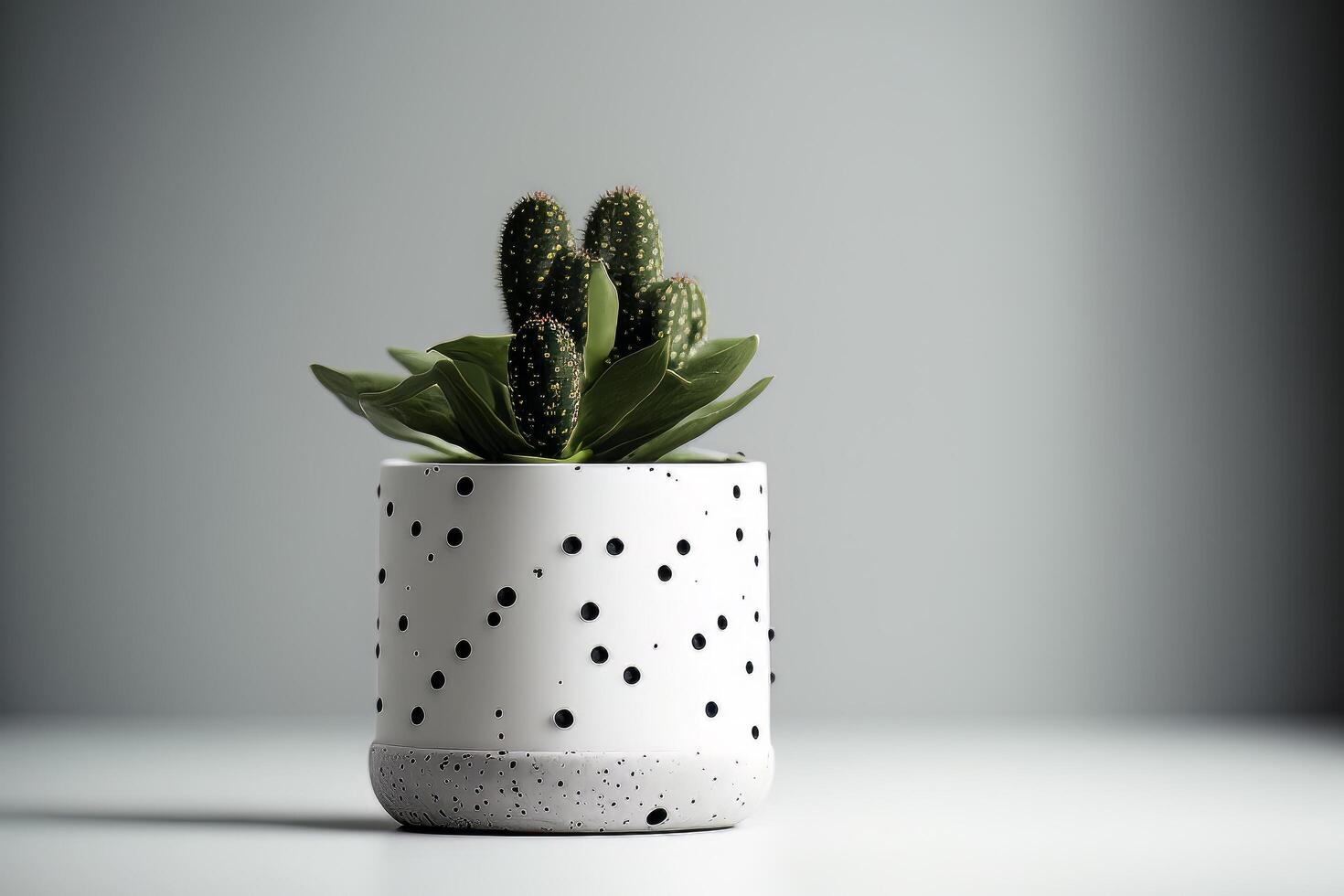 små kaktusar med en beige vägg minimalistisk bakgrund. illustration ai generativ foto