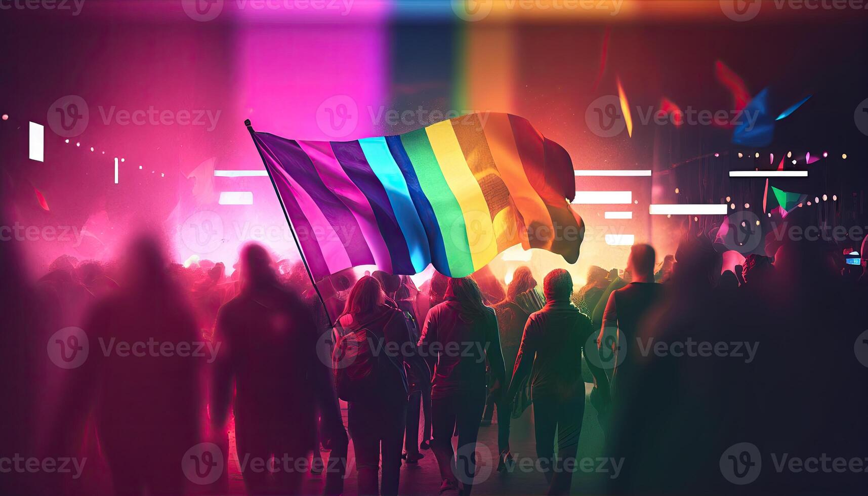 HBTQ gemenskap stolthet bakgrund illustration, regnbåge flagga färger. generativ ai foto