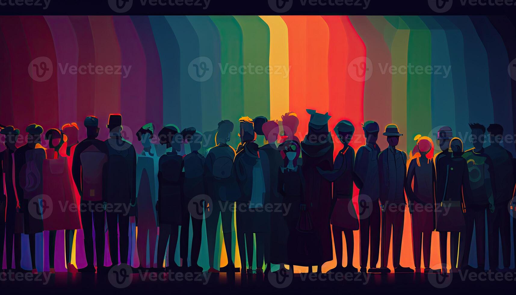 HBTQ gemenskap stolthet bakgrund illustration, regnbåge flagga färger. generativ ai foto