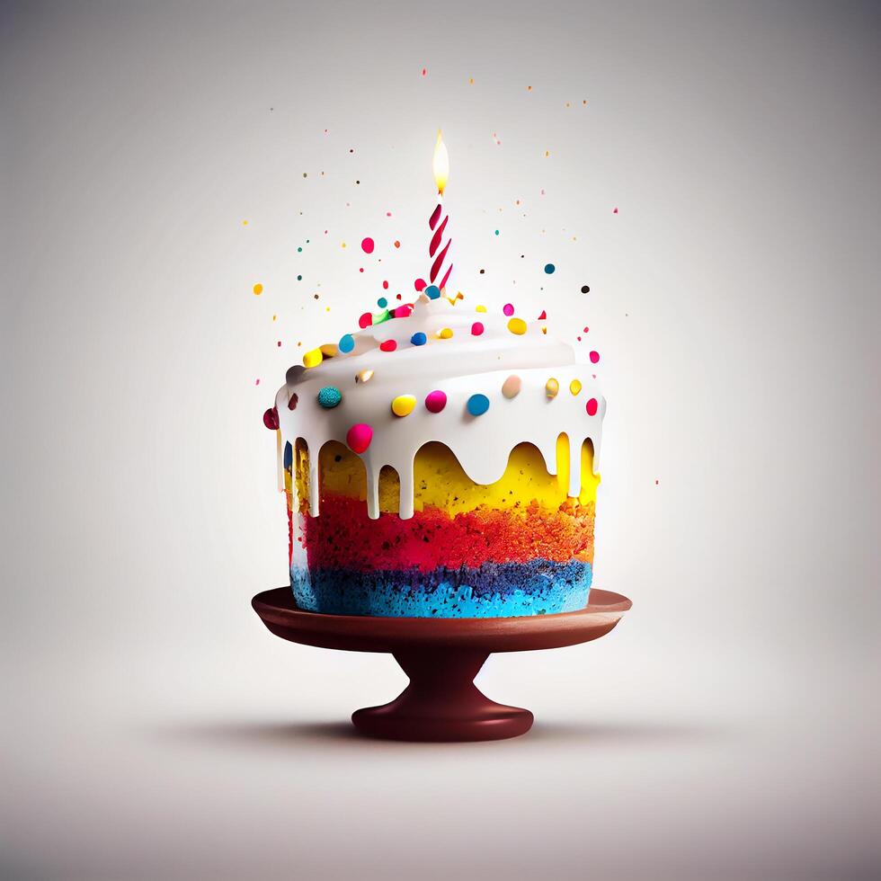 födelsedag kaka med ljus. illustration generativ ai foto