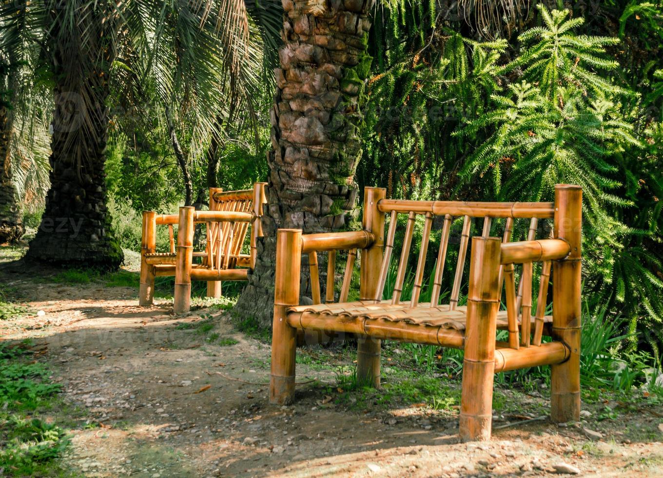 bambubänkar i en park foto
