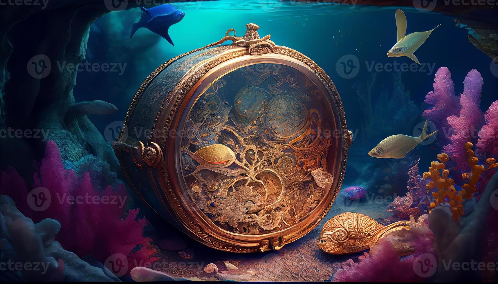 under vattnet hav hav imaginär fantasi värld ai genererad digital illustration foto