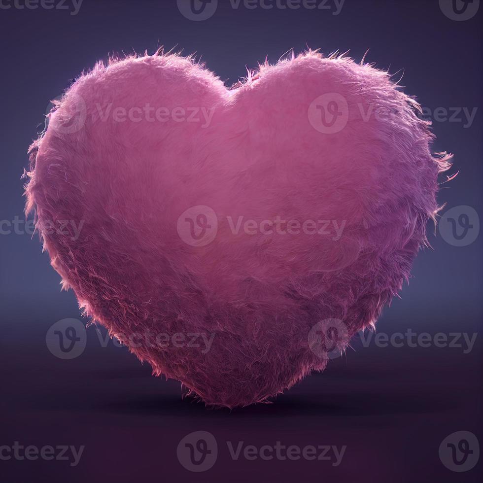 rosa fluffig hjärtan. ai framställa foto
