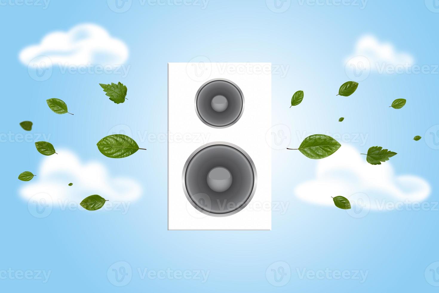 lyssna försiktigt till Vad natur berättar oss. högtalare på en pastell blå bakgrund. minimal natur begrepp. annons aning foto