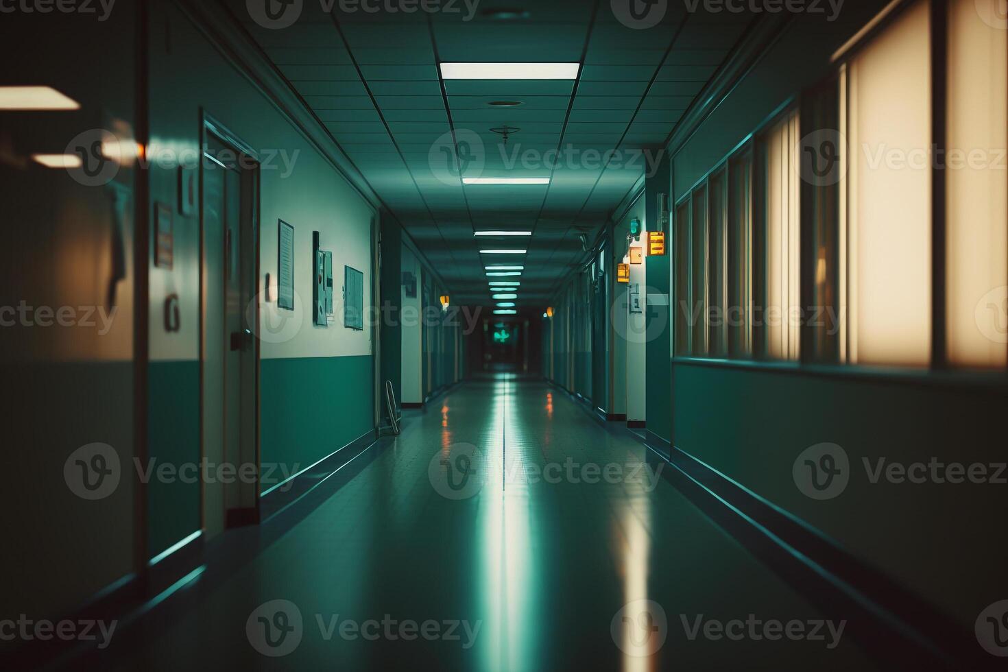 tömma sjukhus korridor generativ ai foto