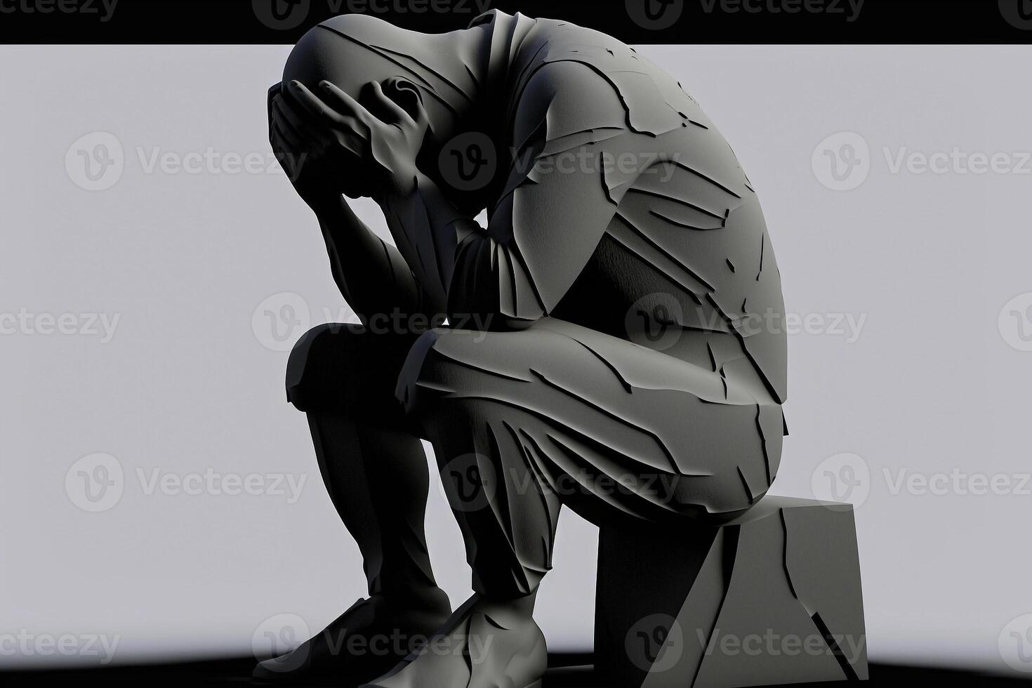sten staty skildrar en person med depression illustration generativ ai foto