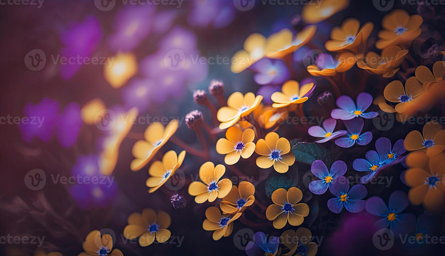 Foto färgrik vår blommor bakgrund, suddig bokeh effekt