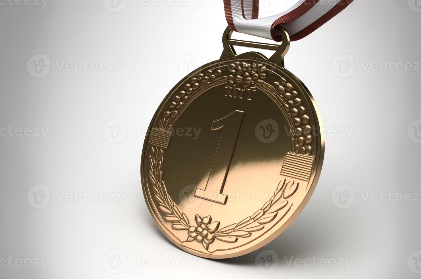 gyllene medalj illustration med vit bakgrund. ai foto