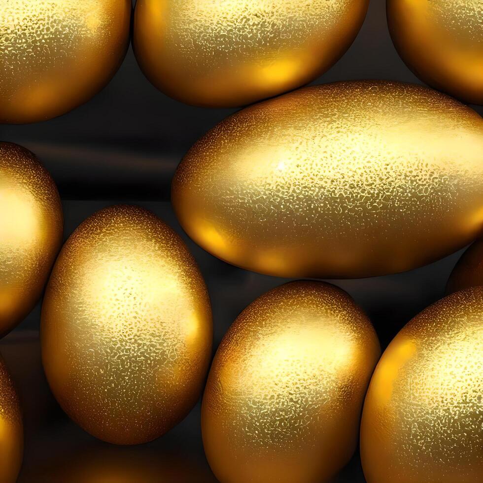 stänga upp gyllene ägg bild av en skinande, generativ ai foto