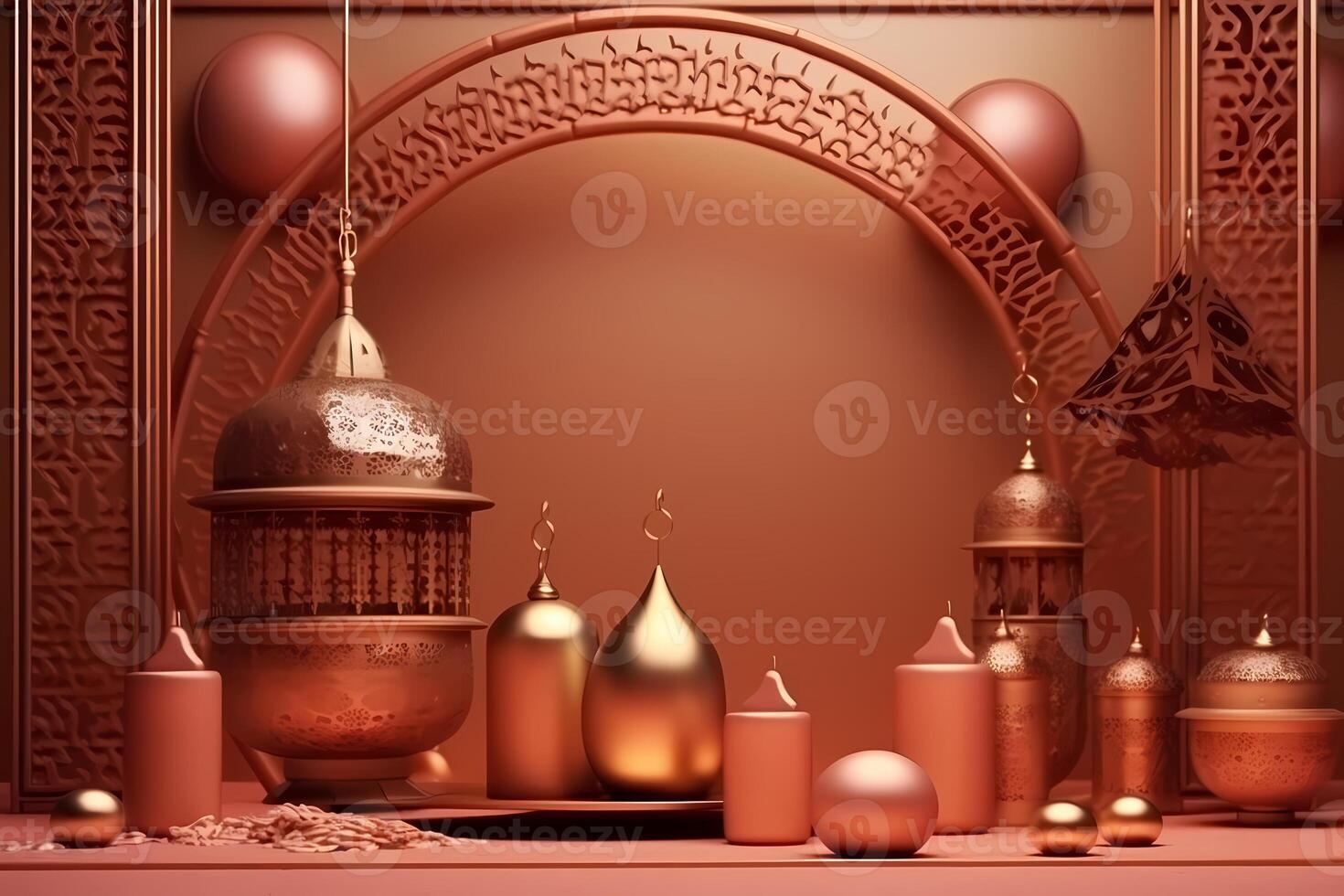 ramadan kareem 3d bakgrund design. ai genererad foto