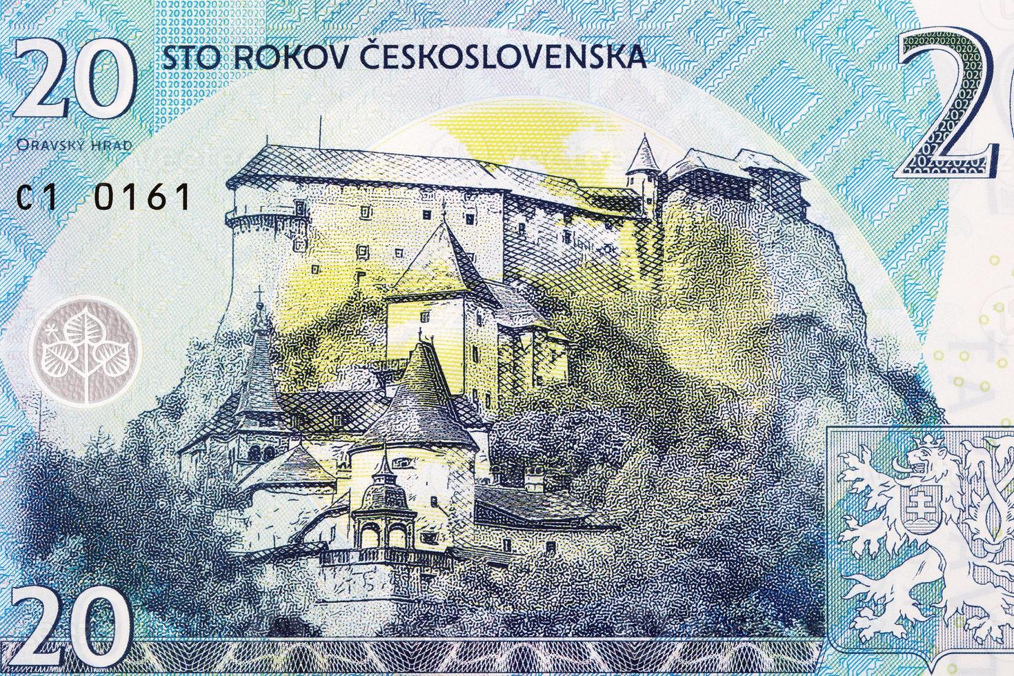 orava slott från tjeckoslovakiska pengar foto