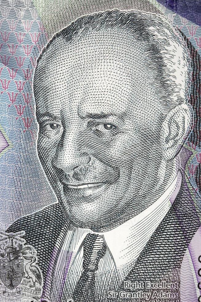 grantley herbert adams en porträtt från barbadian pengar foto