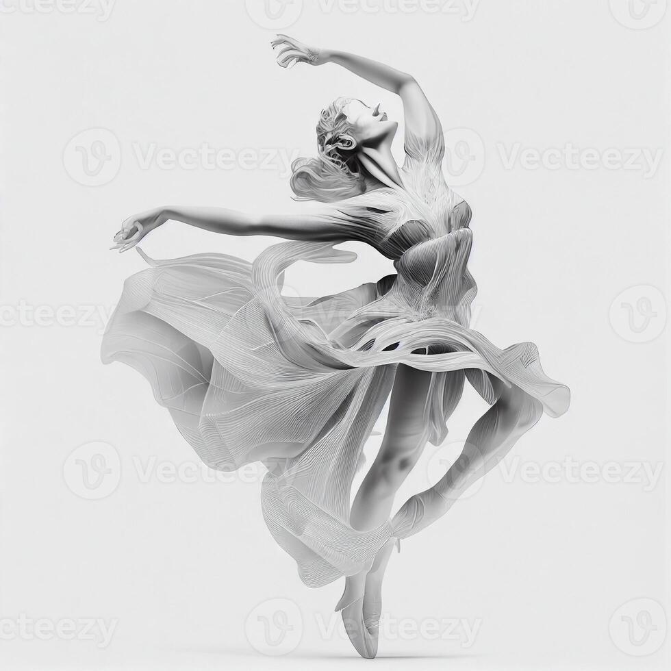 dansare flicka 3d framställa isolerat generativ ai foto