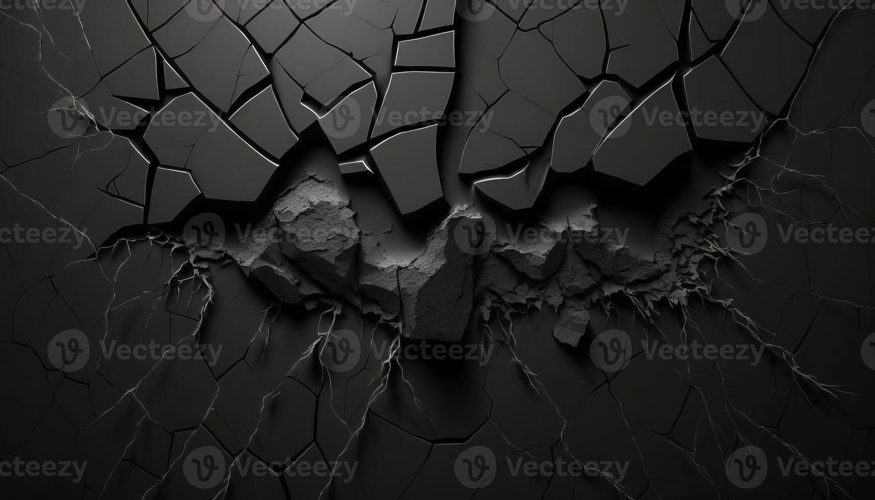 svart vägg med sprickor textur bakgrund bild generativ ai foto