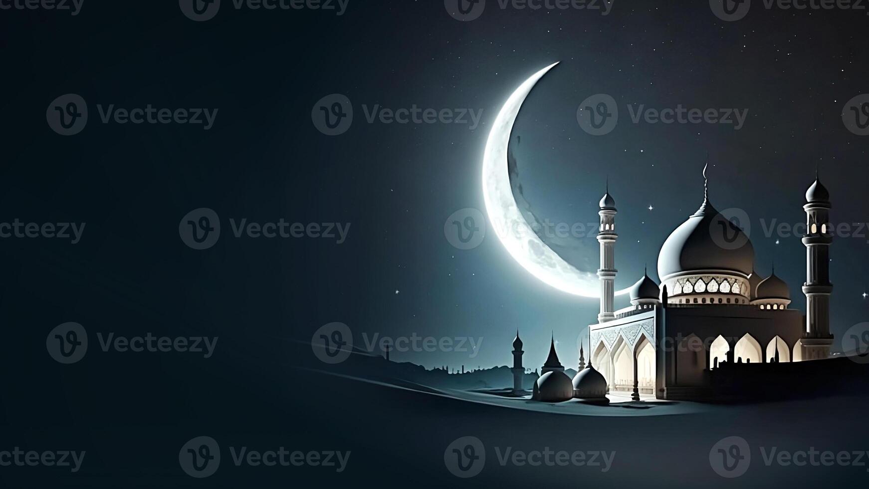 ai genererad ramadan moské och lykta foto