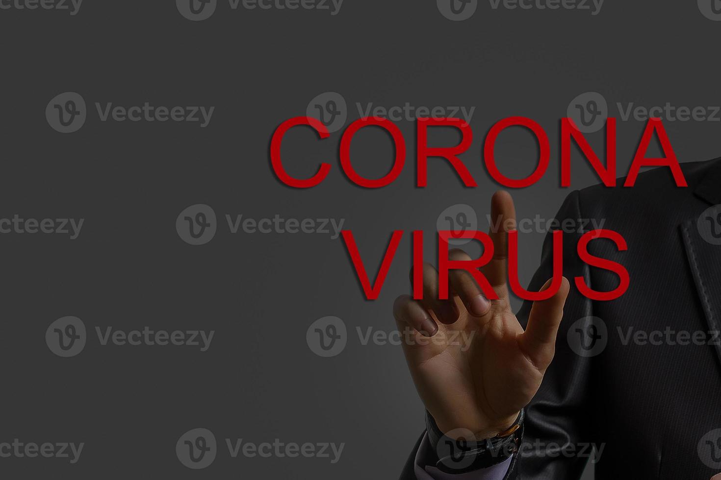 bild av affärsman rörande korona virus varna ikon foto