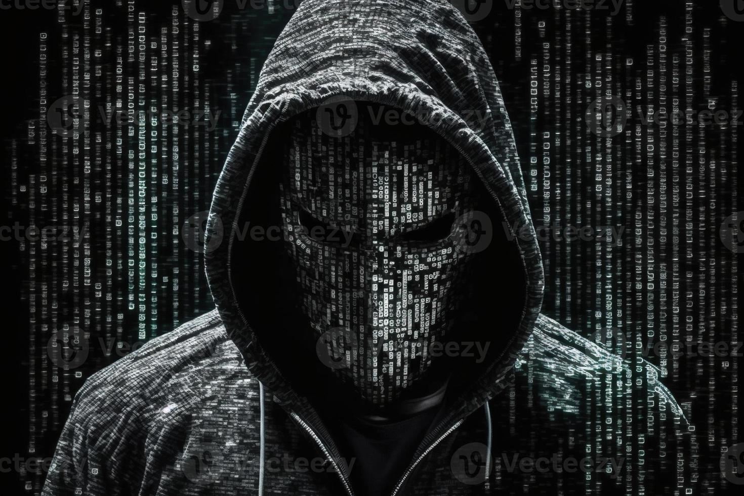 hacker man ge sig på mask binär ett foto