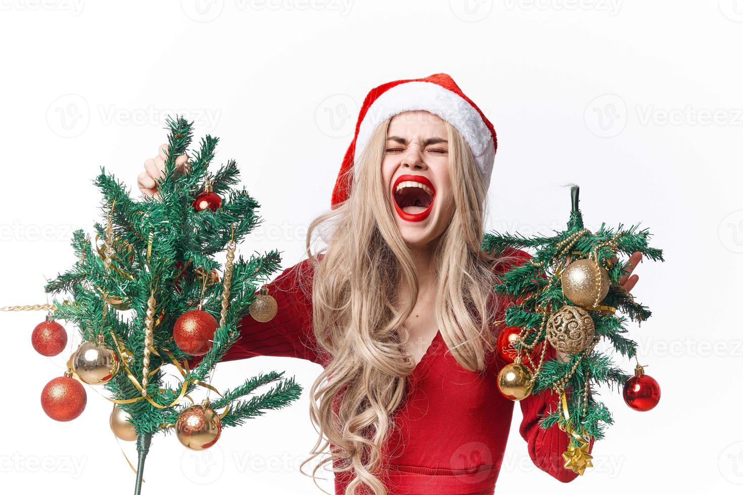 Söt kvinna jul Semester dekoration leksaker foto