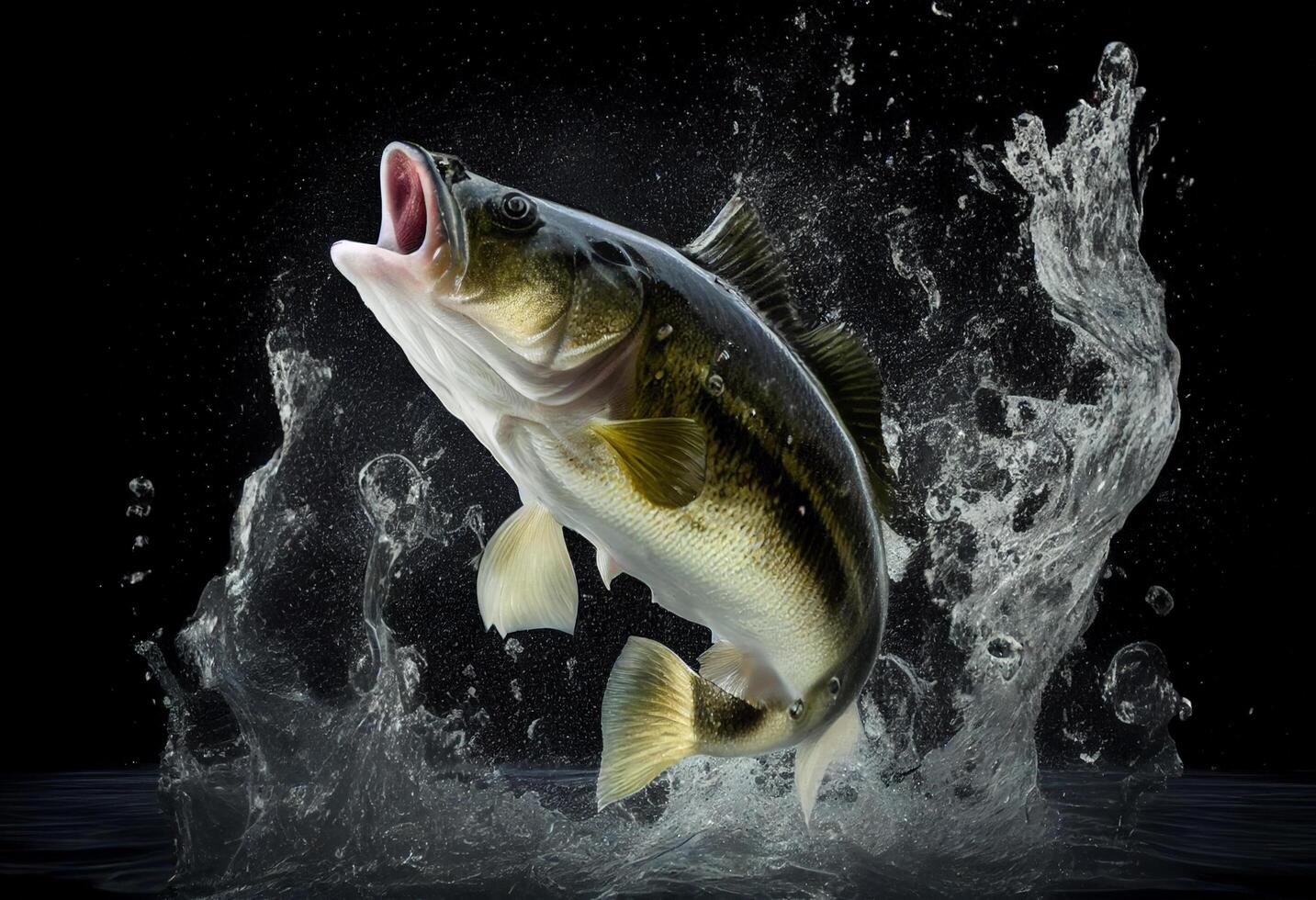 stor fisk Hoppar i vatten, generativ ai foto