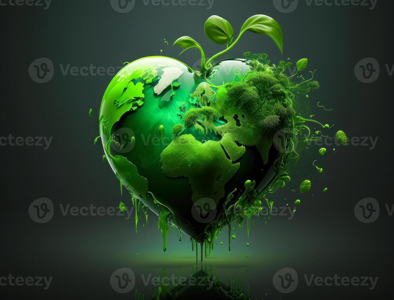 grön hjärta den där representerar miljö- skydd skapas med generativ ai teknologi foto