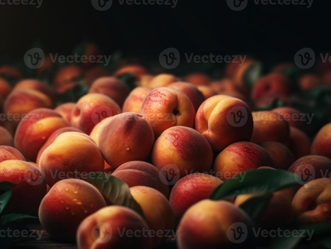 skön organisk bakgrund av nyligen plockade persikor skapas med generativ ai teknologi foto