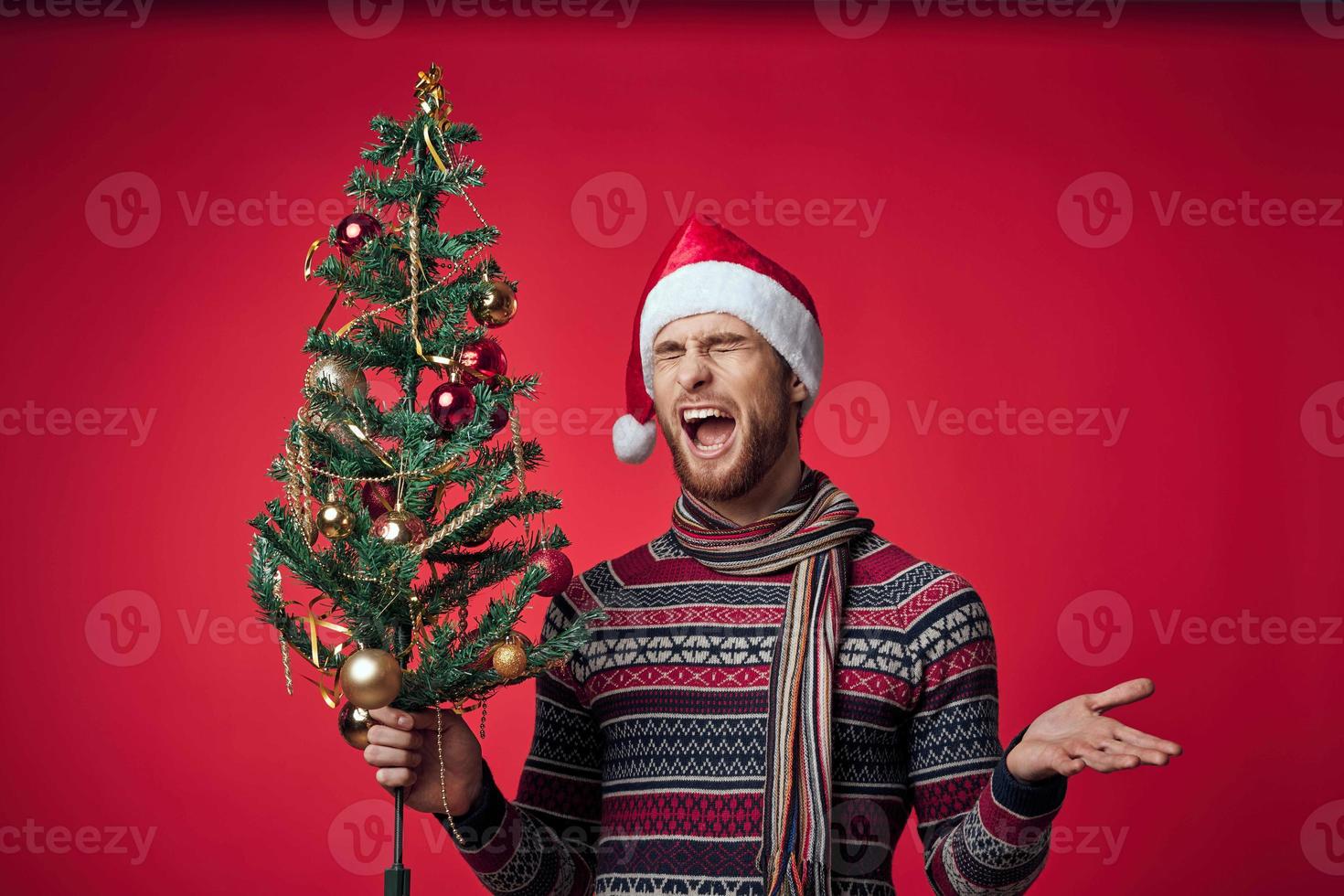 emotionell man jul träd leksaker dekoration studio livsstil foto
