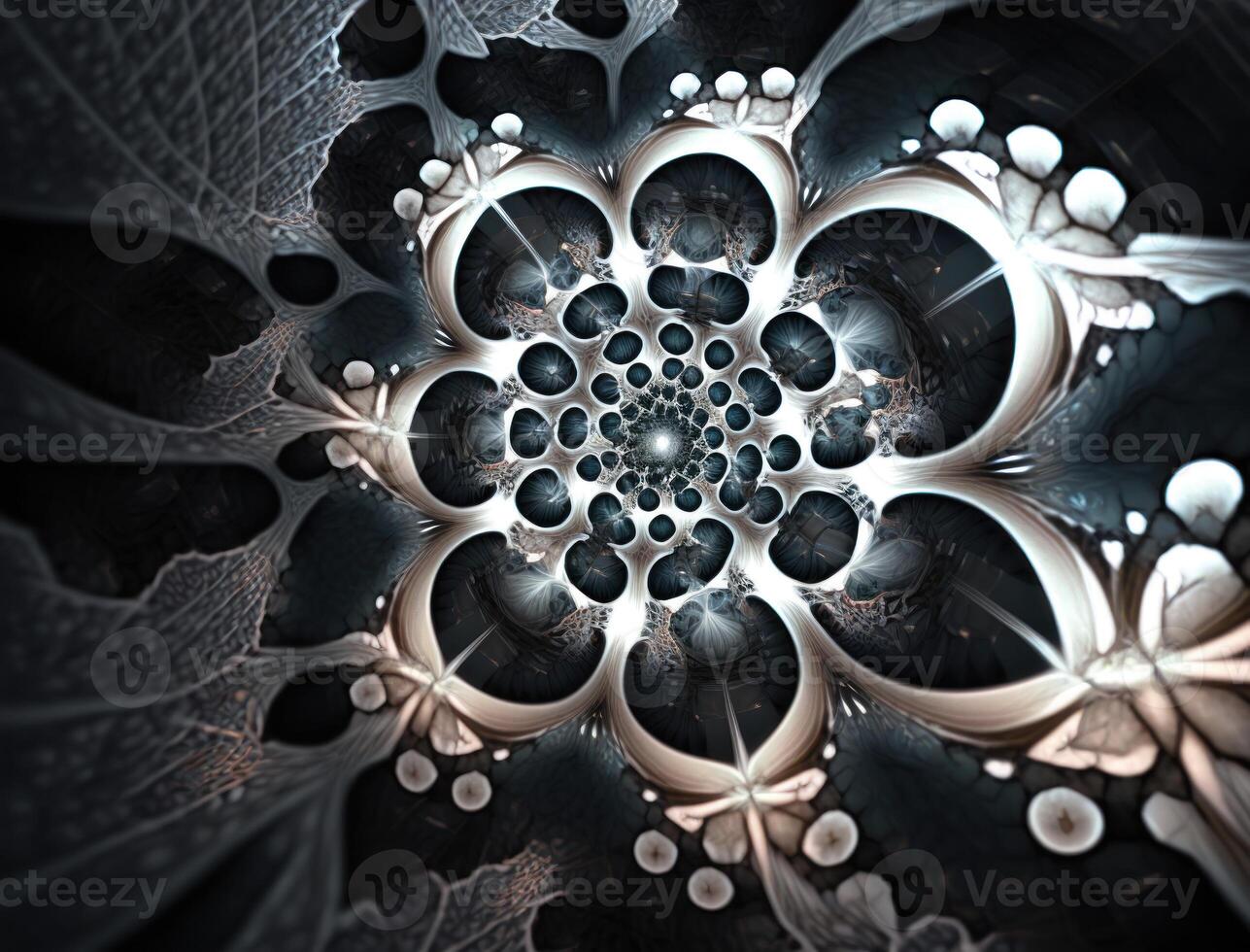 fraktal mandala helig geometri bakgrund skapas med generativ ai teknologi foto