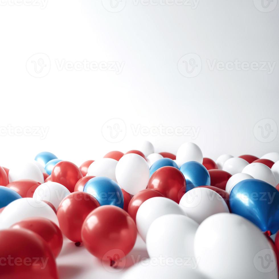 blå röd och vit ballong på vit bakgrund med kopia Plats. foto