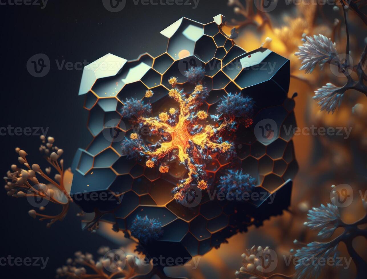 skön hexagonal bakgrund naturlig ädelsten generativ ai teknologi foto