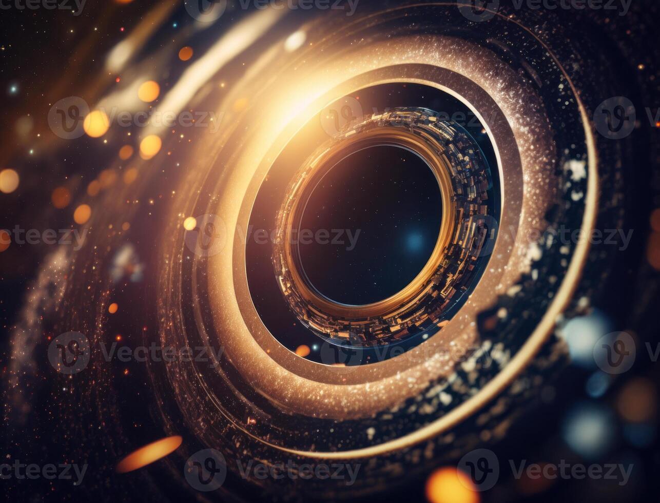 koncentrisk gyllene ringar former abstrakt geometrisk bakgrund skapas med generativ ai teknologi foto