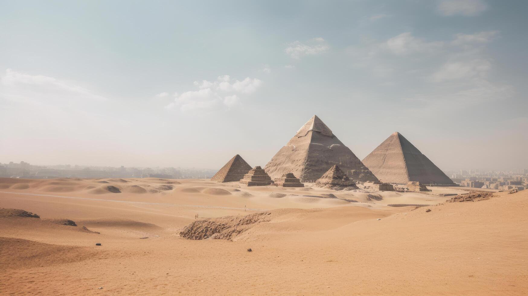 egyptisk pyramider bakgrund illustration ai generativ foto