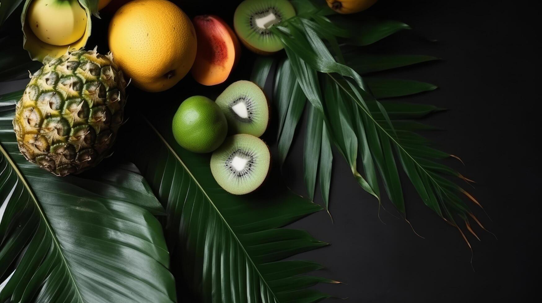 tropisk frukt bakgrund. illustration ai generativ foto