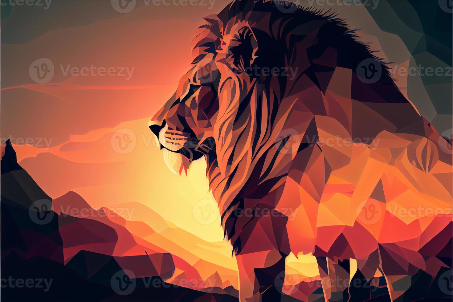 lejon tiger katt silhuett illustration ai genererad foto