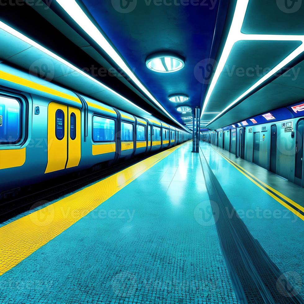 modern tåg station plattform, generativ konst förbi ai foto