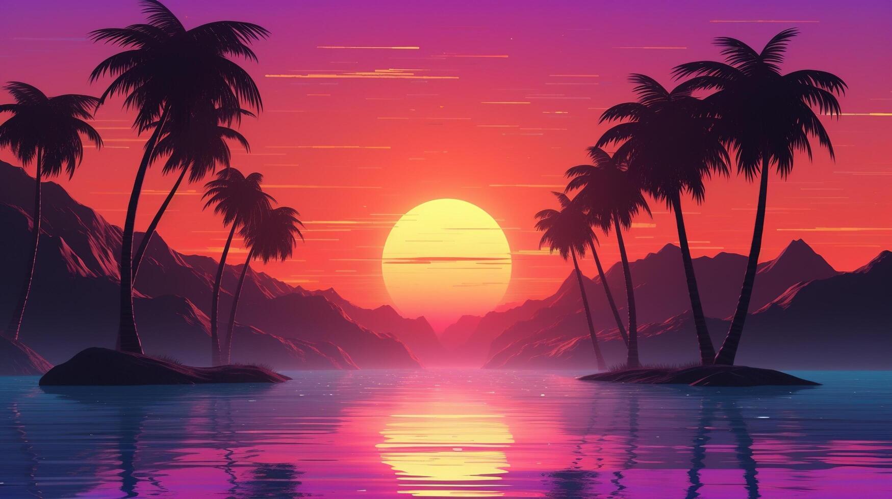 solnedgång på de strand ai genererad foto