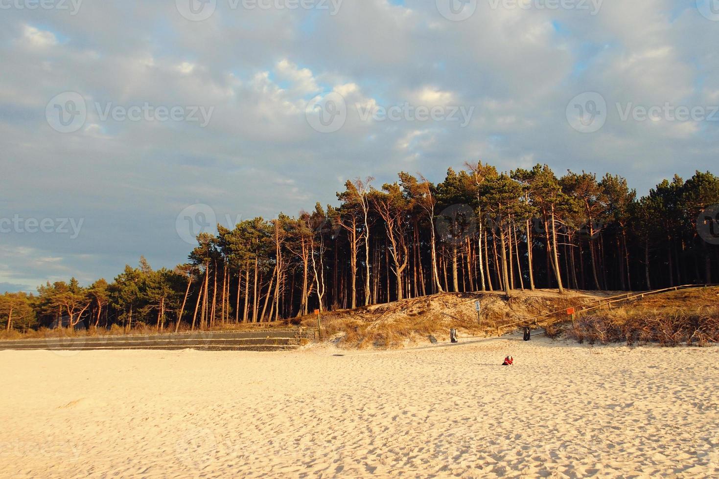 lugna landskap på de putsa baltic hav under solnedgång foto